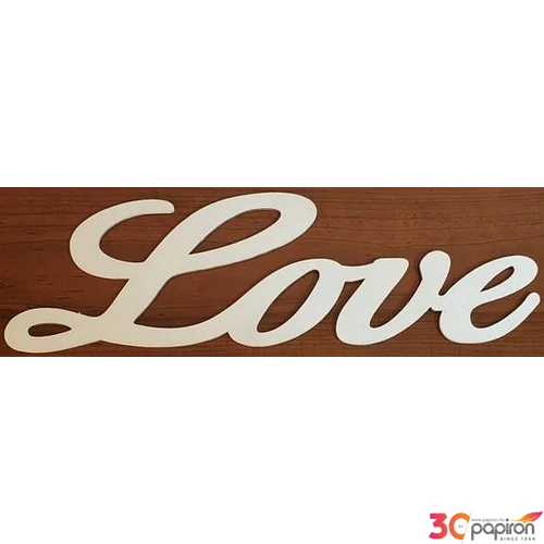 Fa figura felirat fehér Love írott 50x16cm