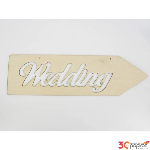 Fa figura felirat nyíl Wedding" 50x19cm - jobbra mutató