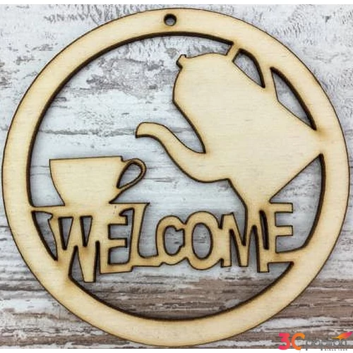 Fa figura felirat Welcome coffee 10cm