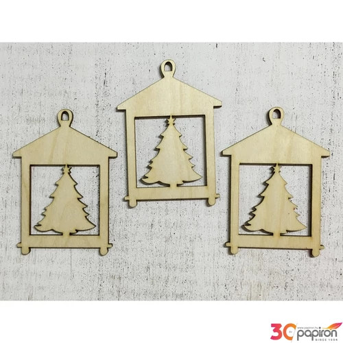 Fa figura fenyő fenyő lámpás 7.5cmx10.5cmx3mm 3db/cs
