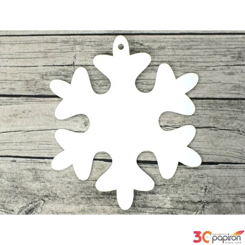 Fa figura festhető hópehely fehér 39cm