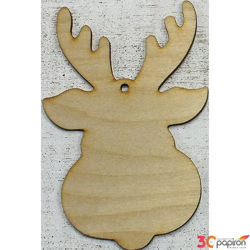 Fa figura festhető rénszarvas fej 10x15cm 5db/cs