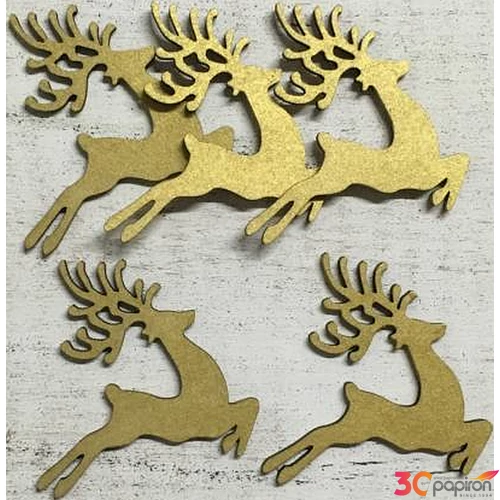 Fa figura festhető ugró szarvas arany 7cm 5db/cs