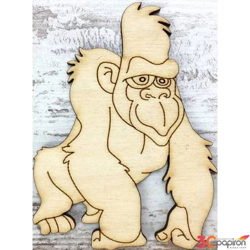 Fa figura gorilla rajzos majom 10x7cm