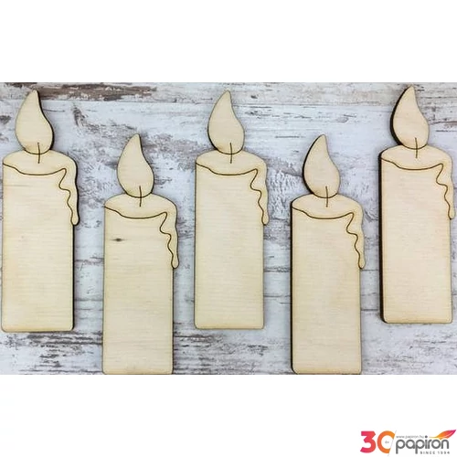 Fa figura gyertya natúr 10x3cm 5db/cs