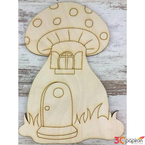 Fa figura házikó Fa gombaház 20x14.5cm GRAVÍROZHATÓ!