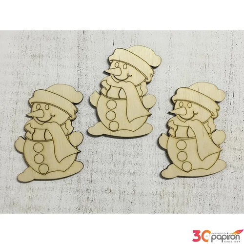 Fa figura Hóember hóember rajzos 7cmx10cmx3mm 3db/cs