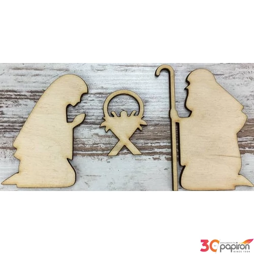 Fa figura jászol szett Betlehem 8cmx3mm 3db/cs