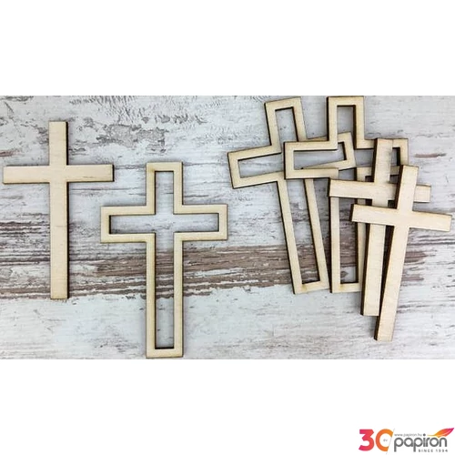 Fa figura kereszt dupla kereszt 10cm 6db/cs