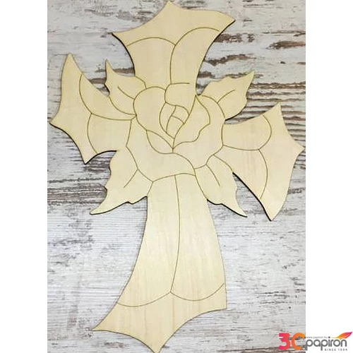 Fa figura kereszt rózsás 45x32.5cm