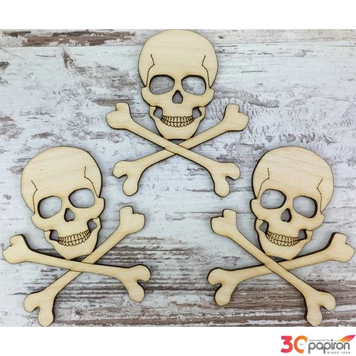Fa figura koponya csonttal 'Jolly Roger' 7cmx8.5cm 3db/cs