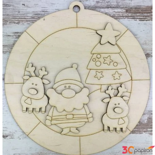 Fa figura koszorú Mikulás és barátai 25, 5cm
