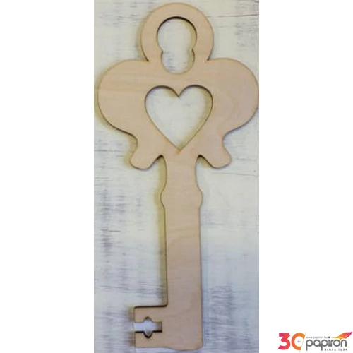 Fa figura kulcs szíves 20cm 
