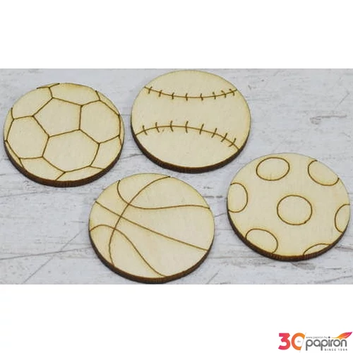 Fa figura labda szett foci, kosár, baseball, pöttyös 3.5cmx3mm 4db/cs
