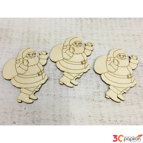 Fa figura Mikulás natúr 10cmx7.5cmx3mm 3db/cs