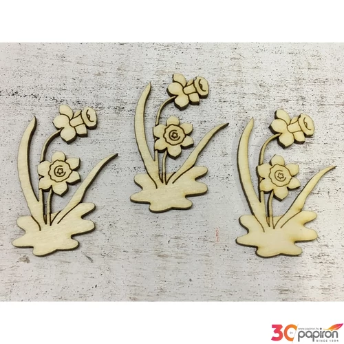 Fa figura nárcisz natúr virág 7cmx5cmx3mm 3db/cs