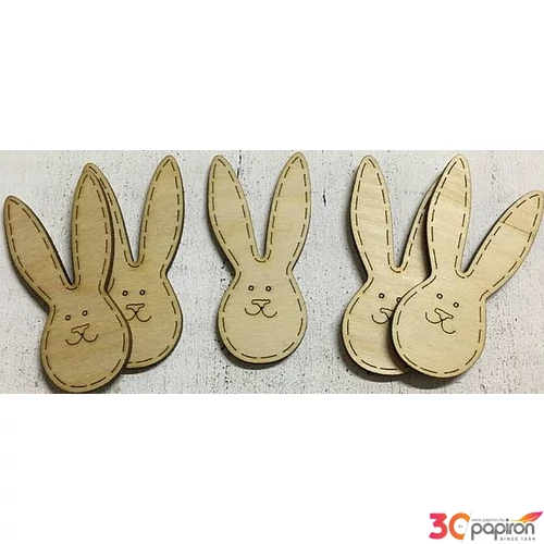 Fa figura nyúlfej nyúl fej 8cmx4cmx3mm 5db/cs
