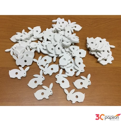 Fa figura nyuszi fehér 3cmx2, 5cmx3mm 50db/cs