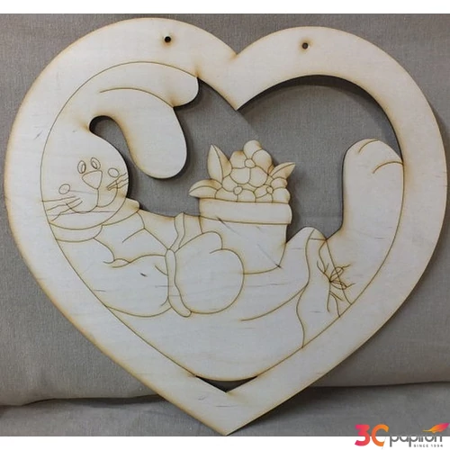 Fa figura nyuszi szívben húsvéti dísz 37cmx35cm