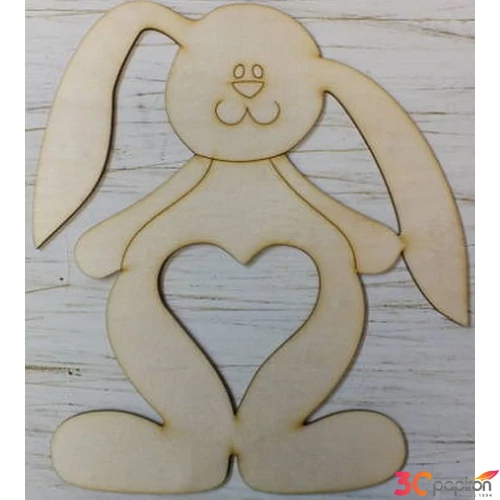Fa figura nyuszi tapsi füles 25cm szívecskével
