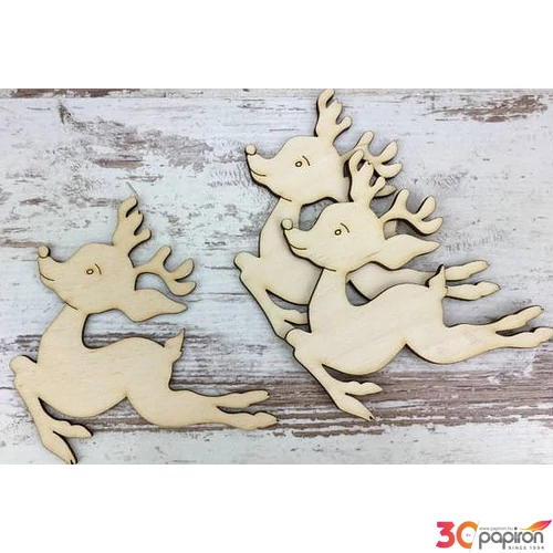 Fa figura szarvas ugró szarvas rajzos 10cm 3db/cs