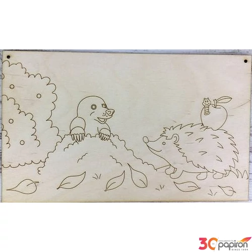 Fa figura színezhető tábla süni és vakond 14, 5x24cm