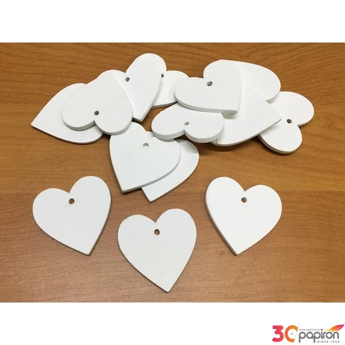 Fa figura szív fehér 4cmx3mm 15db/cs