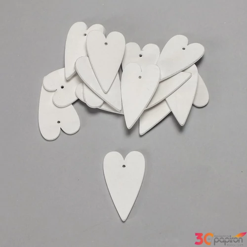 Fa figura szív fehér hosszúkás 6cmx3.5cmx3mm 15db/cs