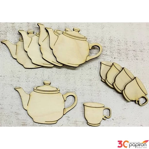 Fa figura teás szett teáskanna: 5.5x8cm csésze:3x3.5cm 5szett/cs