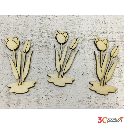 Fa figura tulipán natúr virág 7cmx3cmx3mm 3db/cs