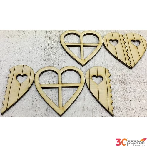 Fa figura tündérablak tündérablak szíves, palettával 11cm 2szett/cs