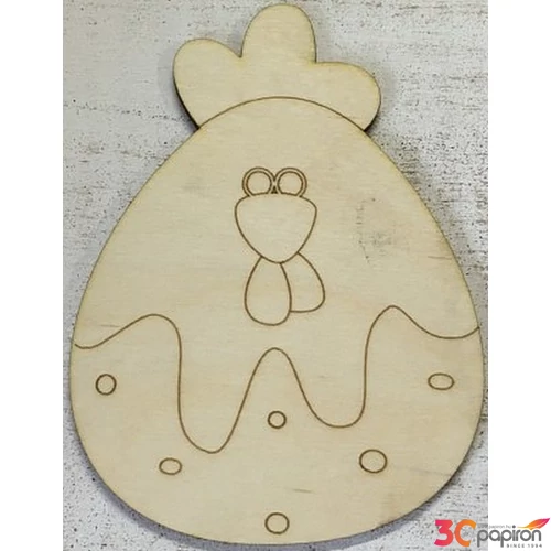 Fa figura tyúk pöttyös tyúk 11x15cm 