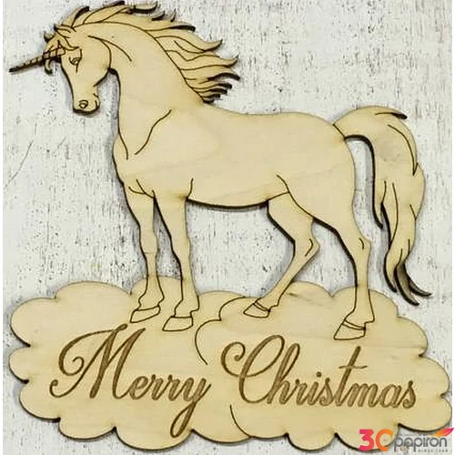 Fa figura unikornis Merry Christmas 13, 6x15cm 