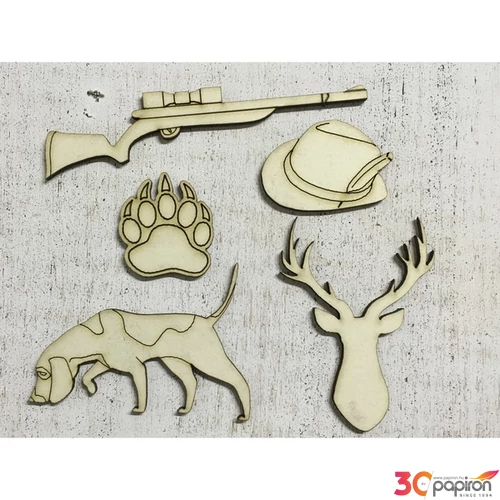 Fa figura vadász vadász - erdész szett 11cmx3mm 5db/cs