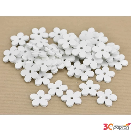 Fa figura virágok fehér 2, 5cmx3mm 50db/cs