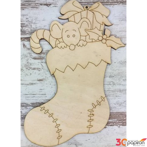 Fa figura zokni ajándékokkal 23x15cm