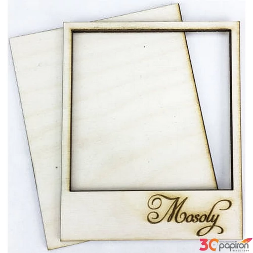 Fa fotókeret hátlappal polaroid fényképkeret "Mosoly 9x11cm