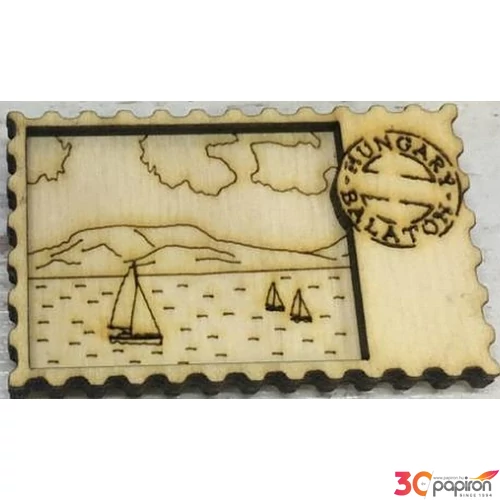 Fa hűtőmágnes Balaton bélyeg 7x4.3cm 