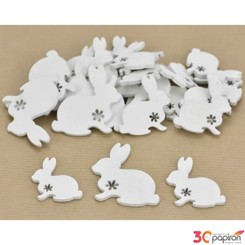 Nyúl mini fa 4cm virágmintás, krém 30db/csomag [5998997743343]