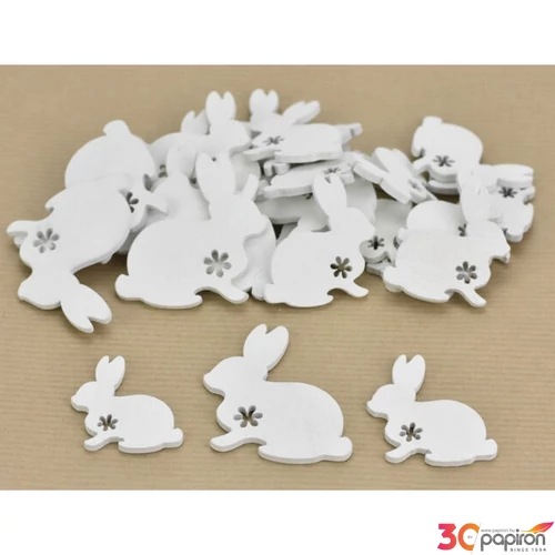Nyúl mini fa 4cm virágmintás, fehér 30db/csomag [5998997743305]