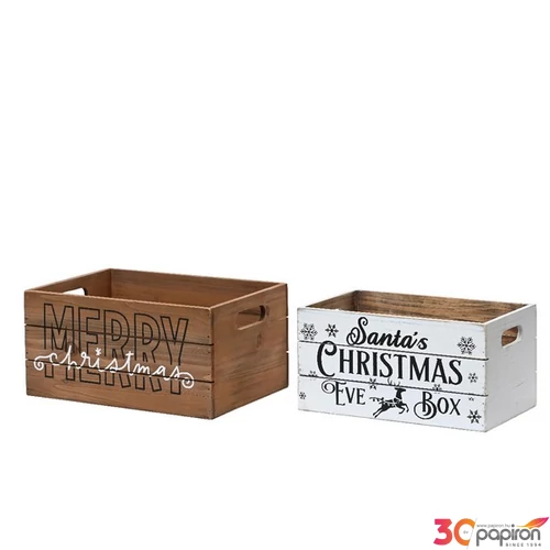 Fa rekesz tároló 2-es szett 24 Karácsonyi 34cmx24cmx16.8cm sdkae
