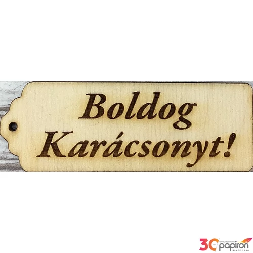 Fatábla felirat Boldog karácsonyt! hosszúkás 8x2,8cm 5db/cs