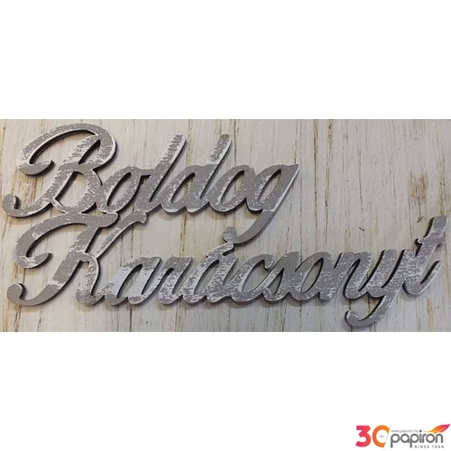 Fatábla felirat Boldog Karácsonyt szürke 15cmx7cm