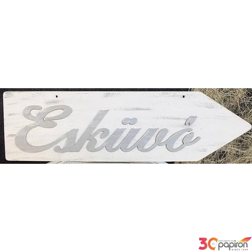 Fatábla felirat Esküvő nyíl - jobbra mutató 50x14cm