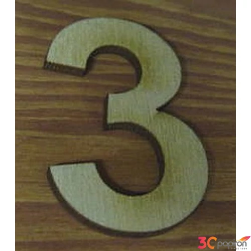 Fatábla felirat, Fa figura 3 natúr szám 5cm 10db/cs