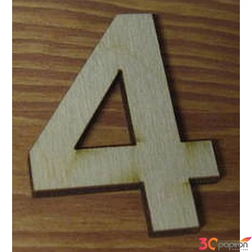 Fatábla felirat, Fa figura 4 natúr szám 5cm 10db/cs