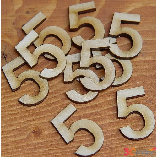 Fatábla felirat, Fa figura 5 natúr szám 3cm 10db/cs