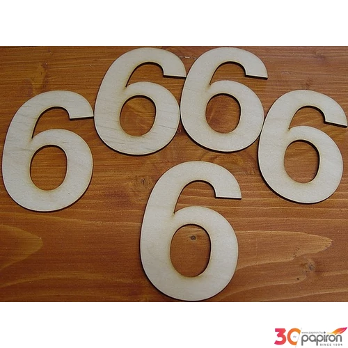 Fatábla felirat, Fa figura 6 10cm Fa szám 5db/cs