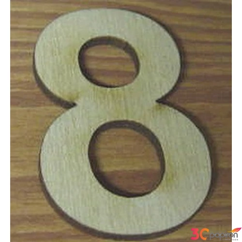 Fatábla felirat, Fa figura 8 natúr szám - 5cm 10db/cs