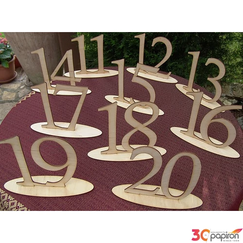 Fatábla felirat, Fa figura állítható asztalszám 11-20-ig 15cm